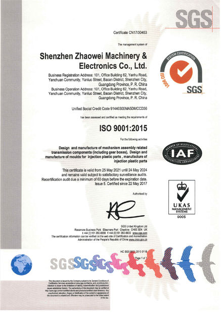 China Shenzhen ZhaoWei Machinery &amp; Electronics Co. Ltd. certificaten